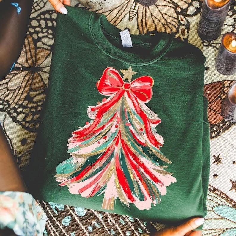 Brushstroke Tree with bow GreenT-Shirt