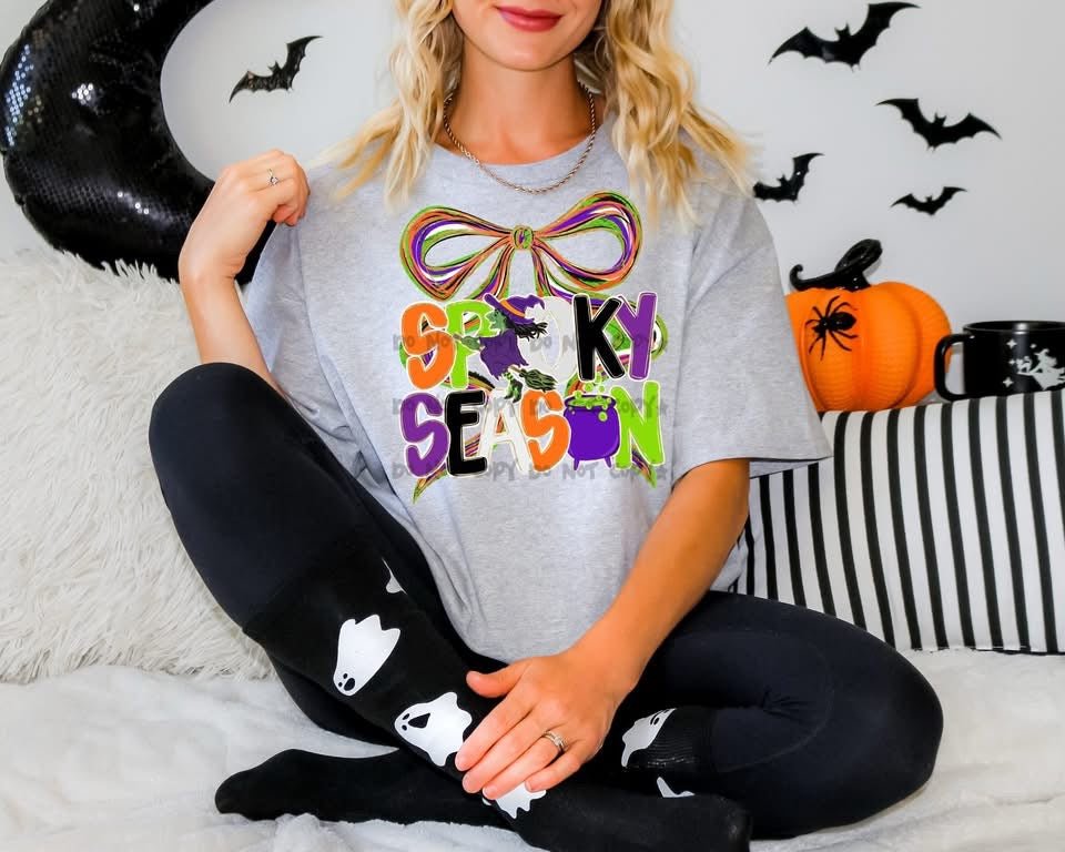 Colorful Spooky Season Graphic Tee – Cute Halloween Witch Shirt - Custom Creations by Lacey
