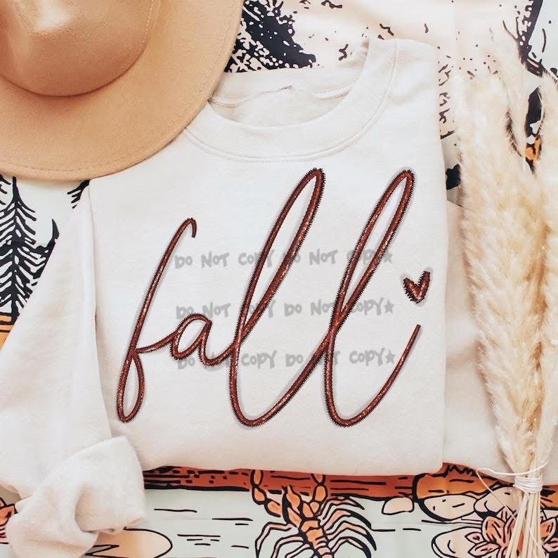Faux Embroidery Fall SayingT-Shirt