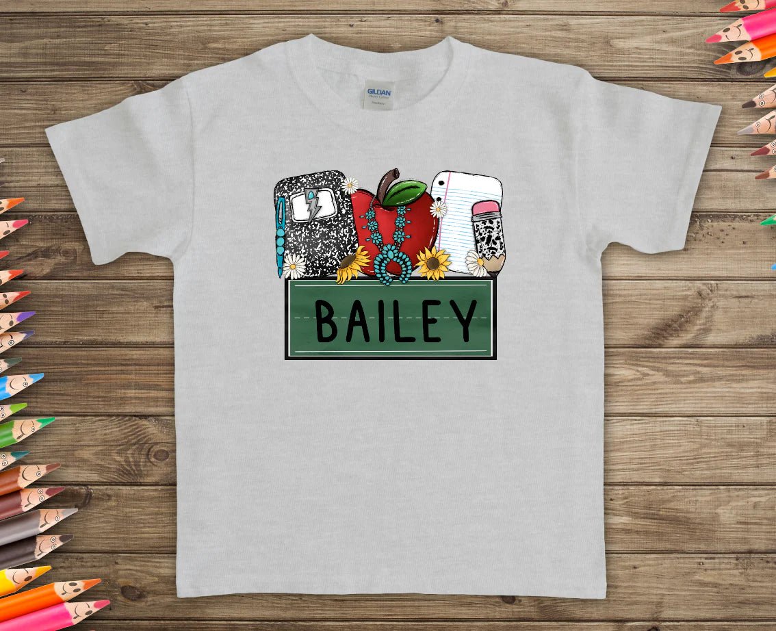 Girl School Supplies w/ AppleT-Shirt