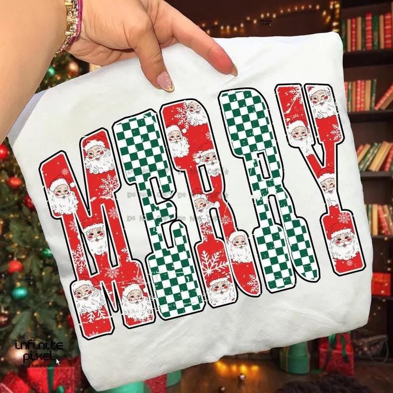 Merry Santa and PlaidT-Shirt