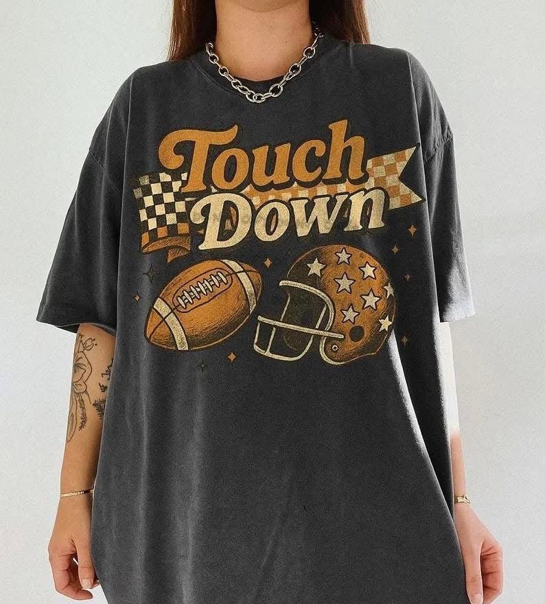 Retro Football Game Day T-Shirt – Touch Down Sports Graphic Tee - Custom Creations by Lacey