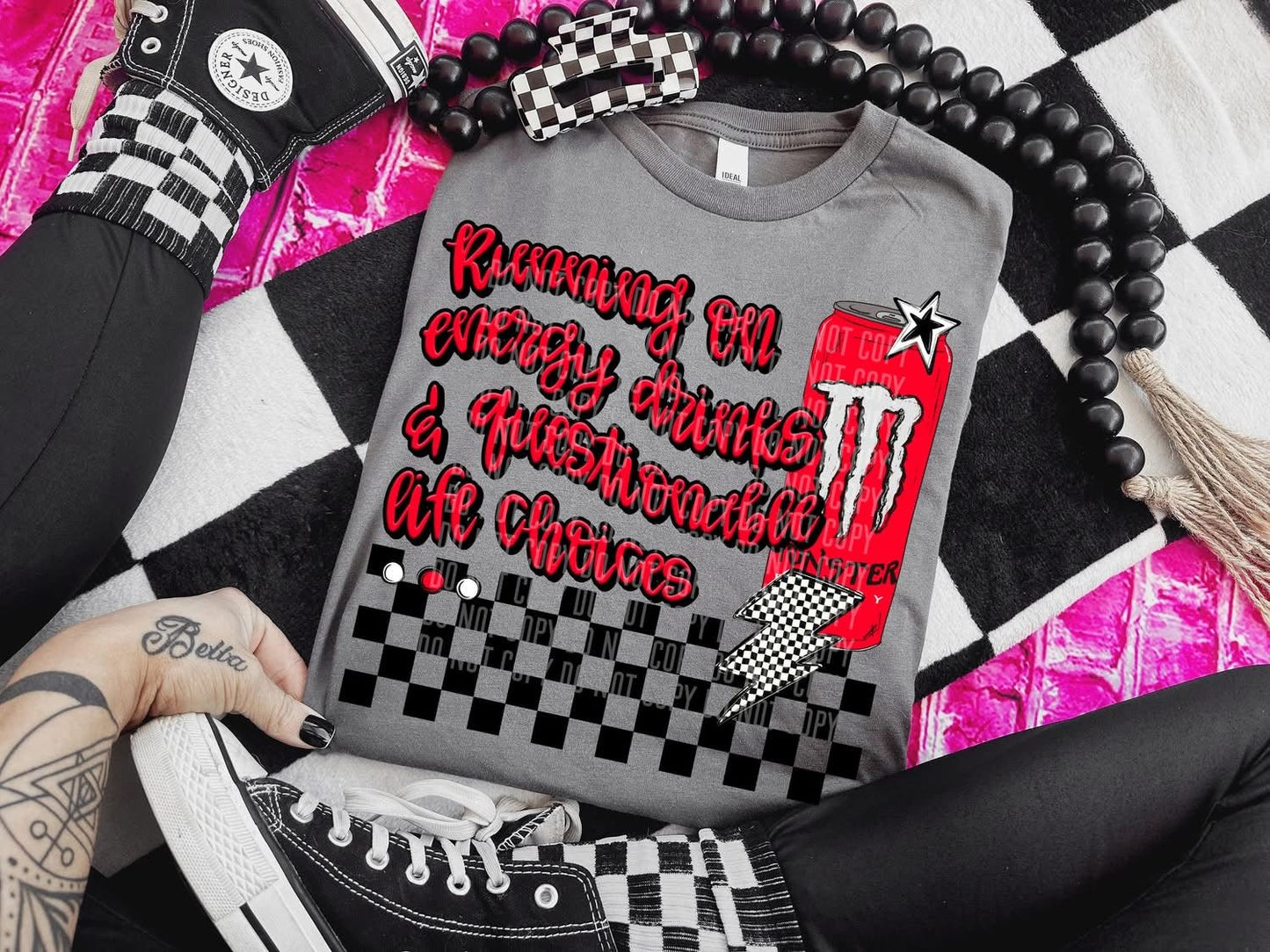 Running On Energy Drinks T-shirt - Custom Creations by Lacey