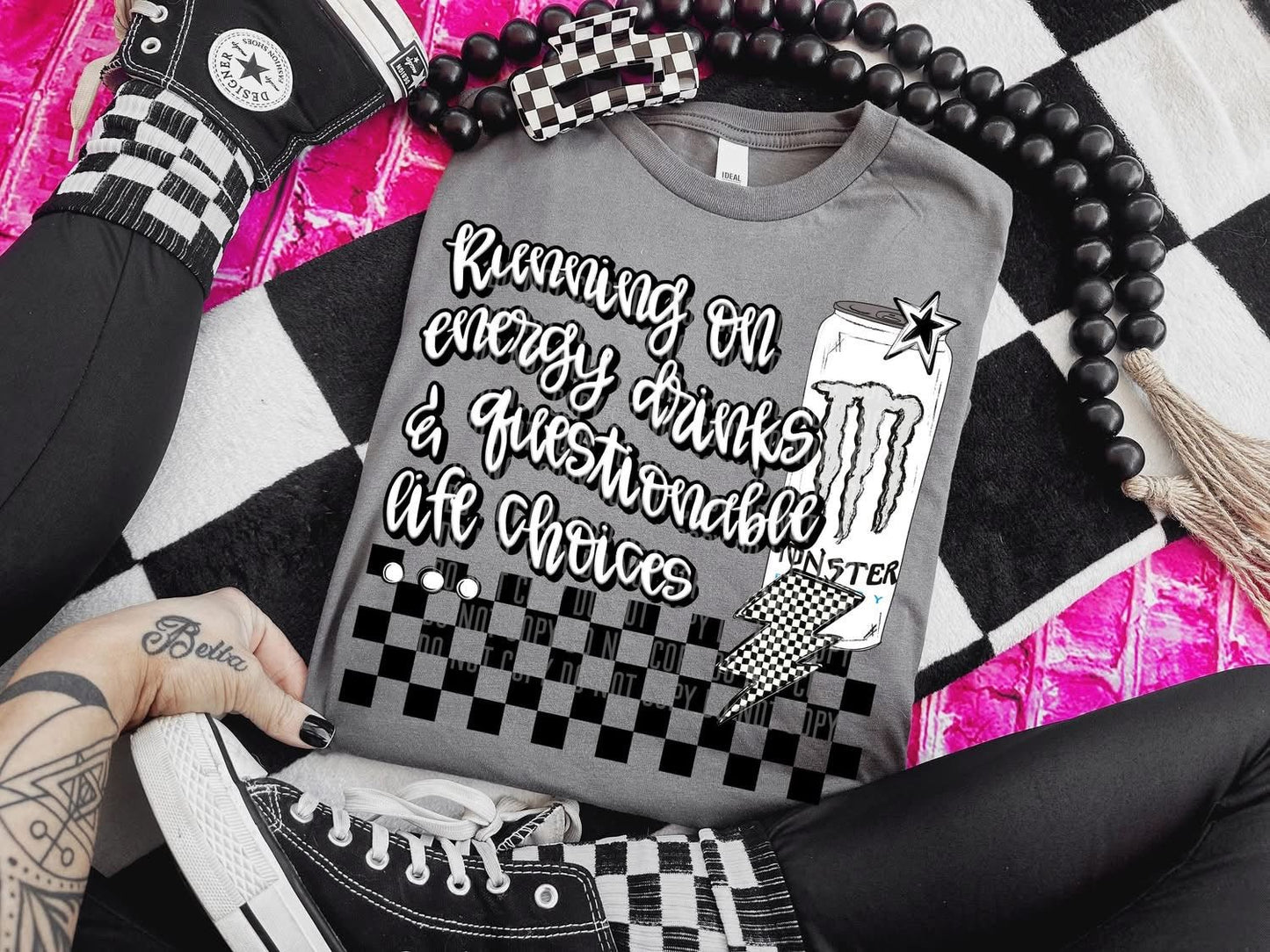 Running On Energy Drinks T-shirt - Custom Creations by Lacey