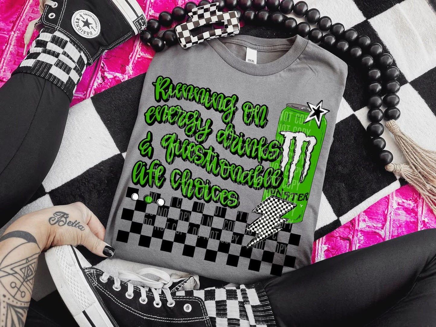Running On Energy Drinks T-shirt - Custom Creations by Lacey