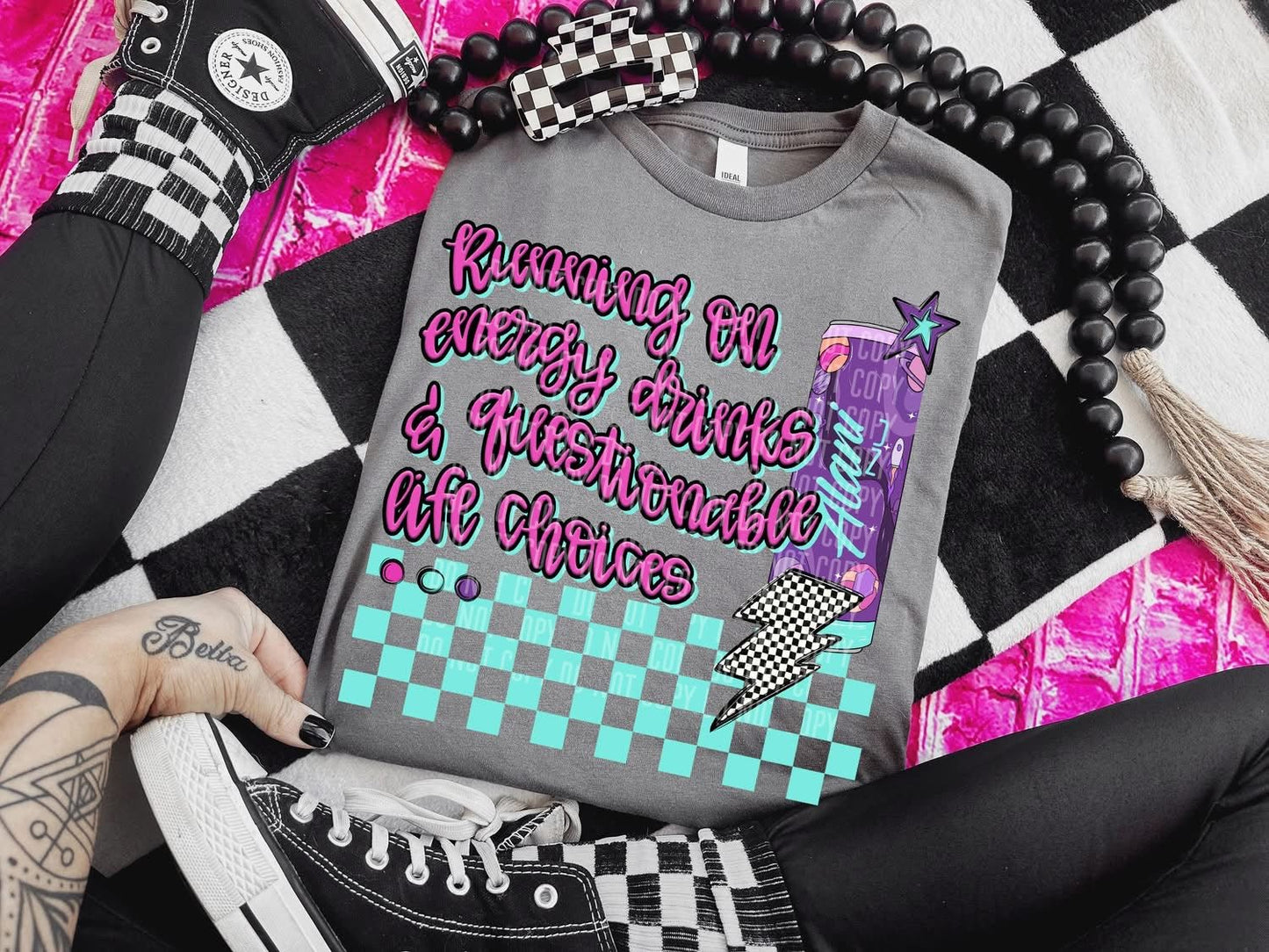 Running On Energy Drinks T-shirt - Custom Creations by Lacey