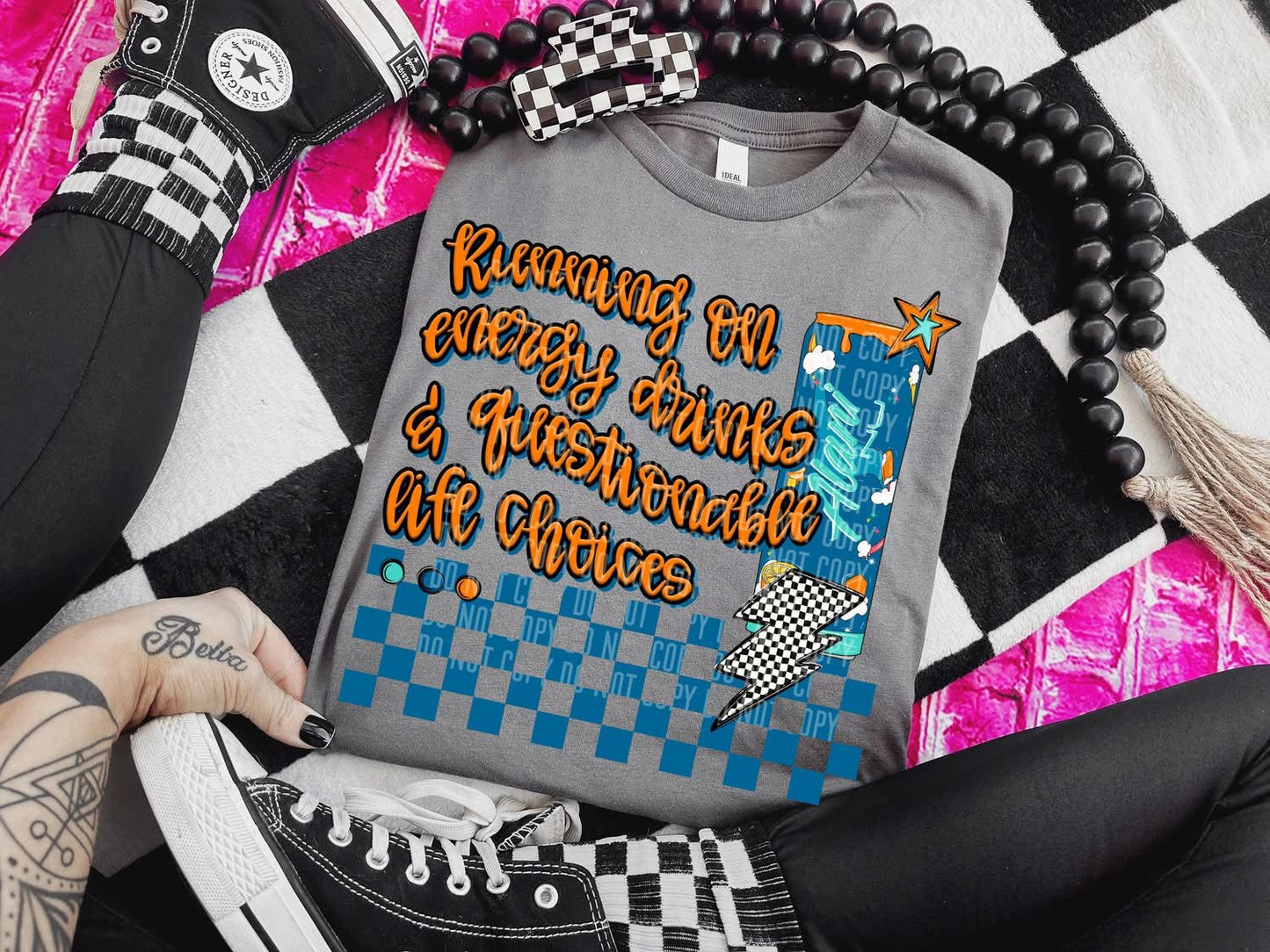 Running On Energy Drinks T-shirt - Custom Creations by Lacey