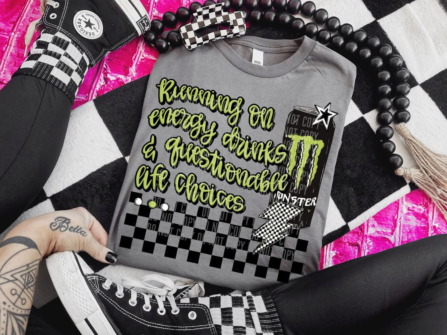 Running On Energy Drinks T-shirt - Custom Creations by Lacey