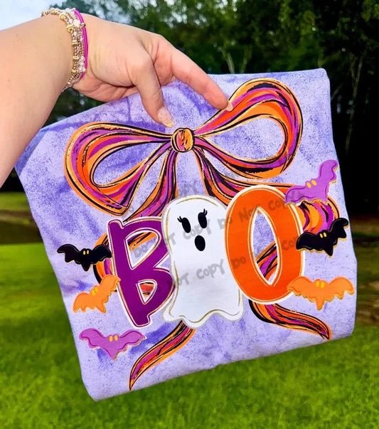Boo with ghost and Bow - T-Shirt - Custom Creations by Lacey