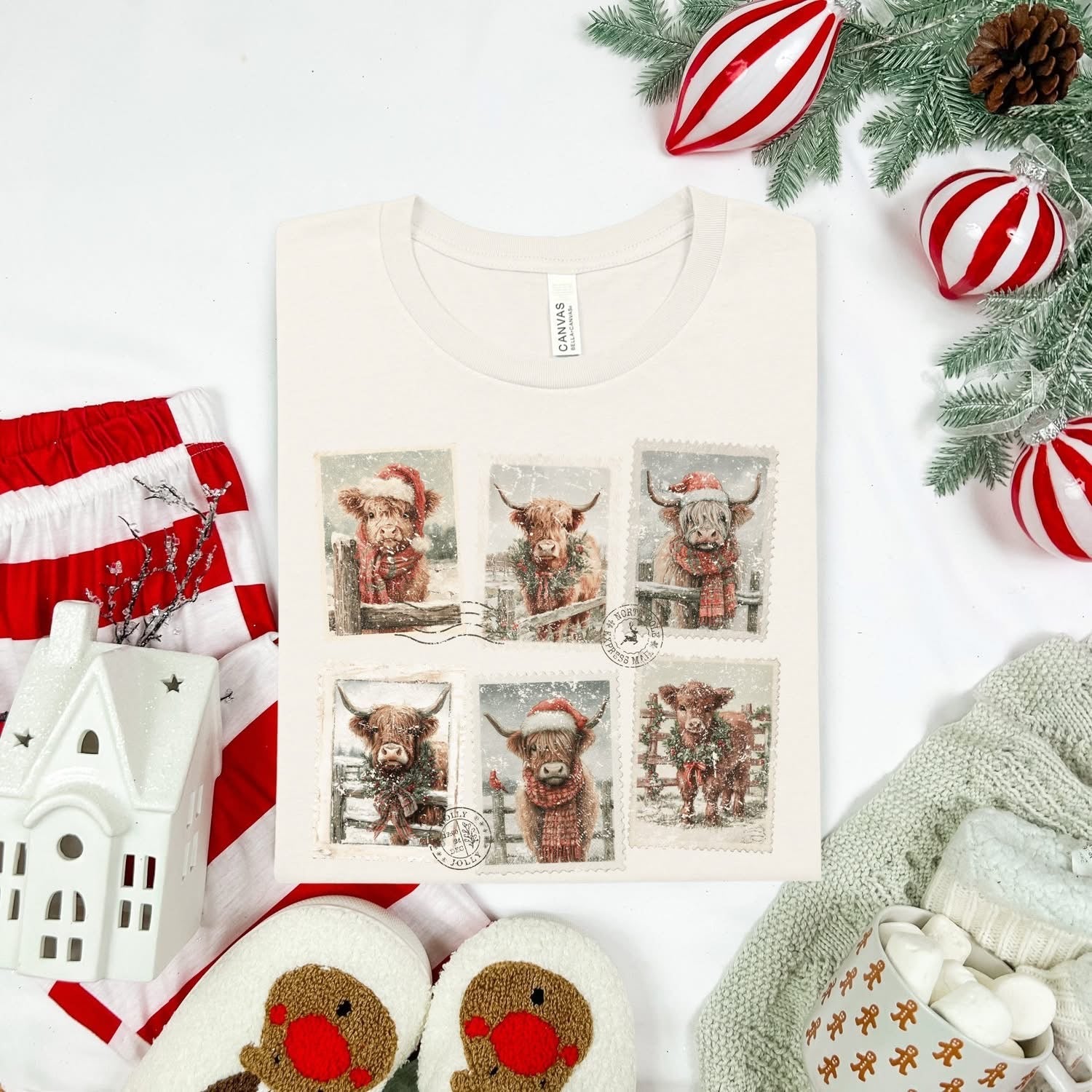 Christmas Cow StampsT-Shirt