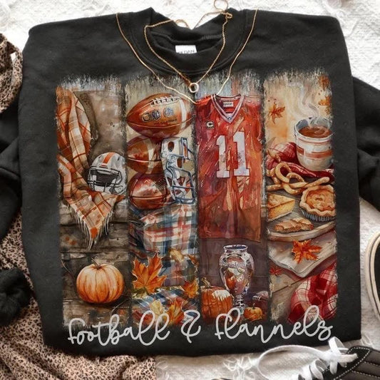 Football and Flannels Fall Sweatshirt – Cozy Game Day Pullover for Women - Custom Creations by Lacey
