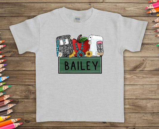 Girl School Supplies w/ AppleT-Shirt