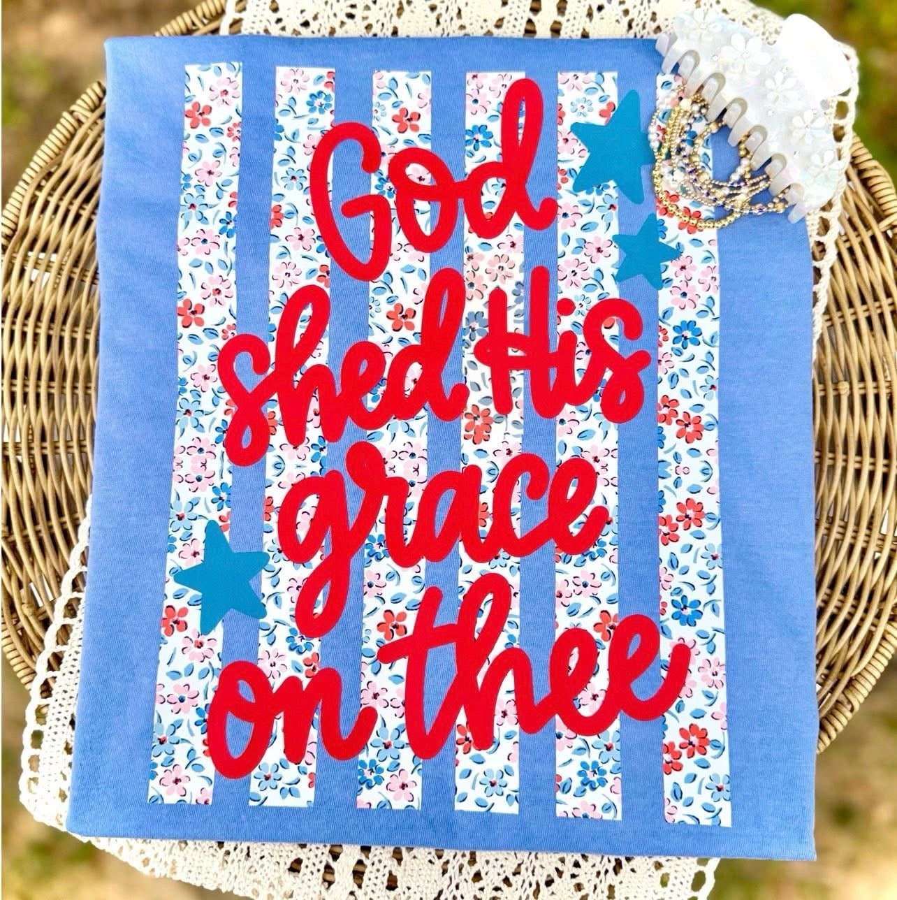 God shed his grace on the - floral stripesT-Shirt