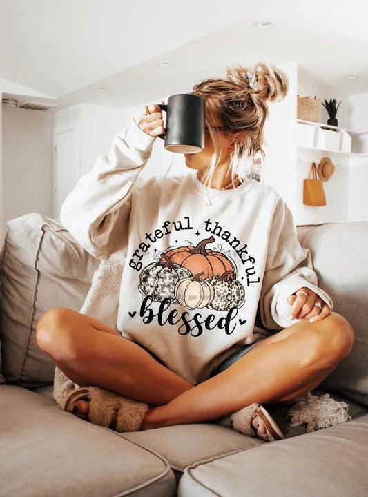 Grateful Thankful Blessed - PumpkinsT-Shirt