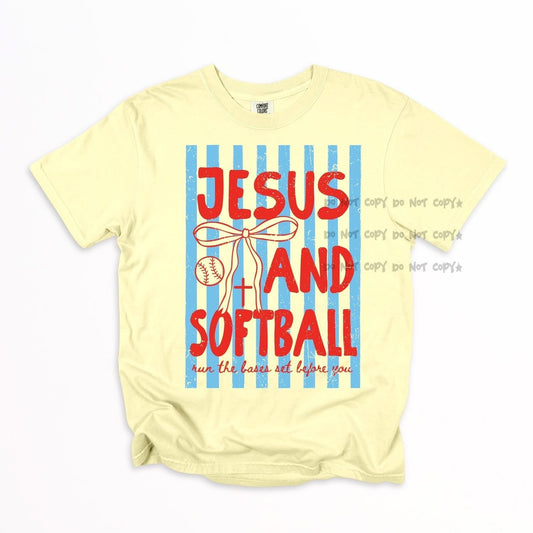 Jesus and Softball or Baseball StripesT-Shirt