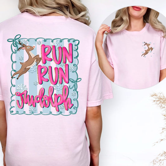 Run Run Rudolph (Front and Back)T-Shirt