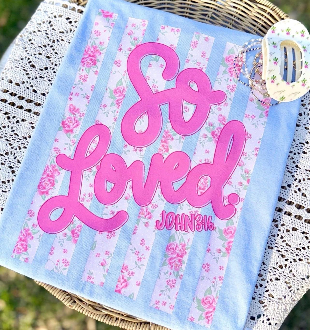 So Loved John 3:16 Pink FloralT-Shirt