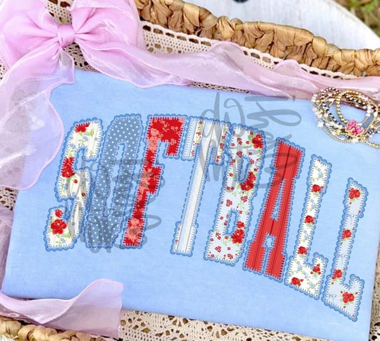 Softball Red and Blue LaceT-Shirt