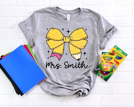 Teacher Pencil Bow - Custom Creations by Lacey