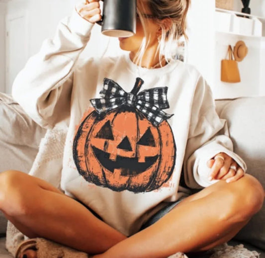 Vintage Pumpkin Face Sweatshirt - Custom Creations by Lacey